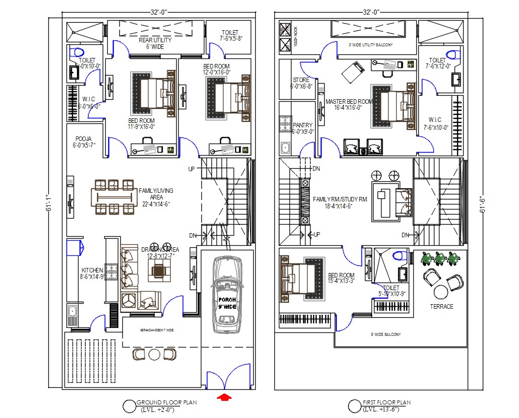 Simple 1 bhk house plan drawing