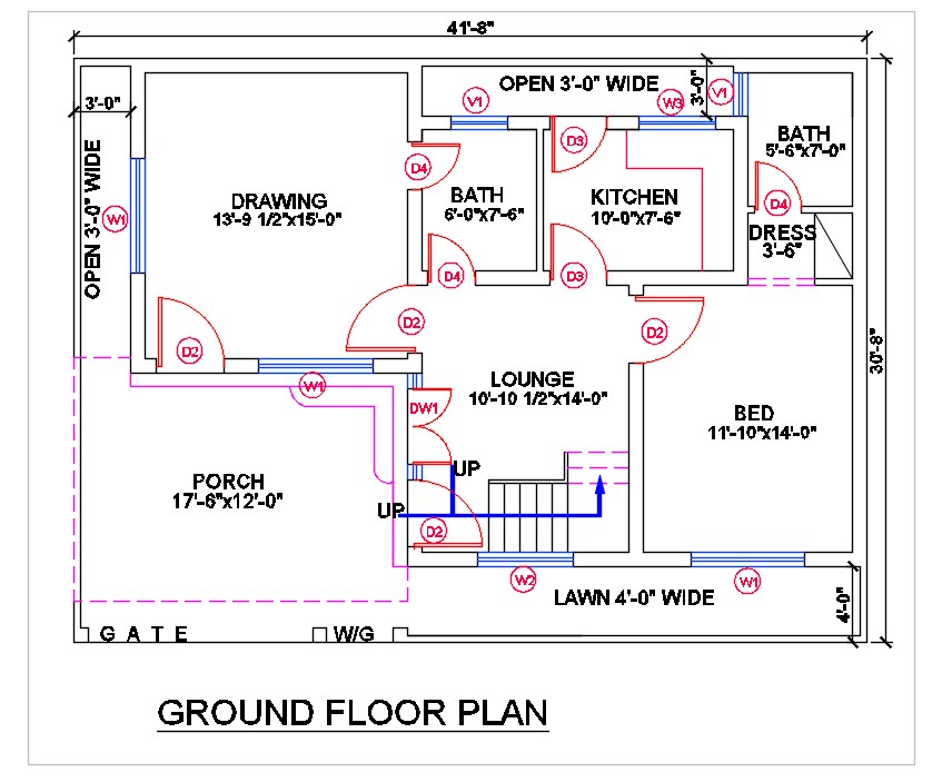 BHK First Floor Plan With Furniture Layout AutoCAD Drawing DWG File