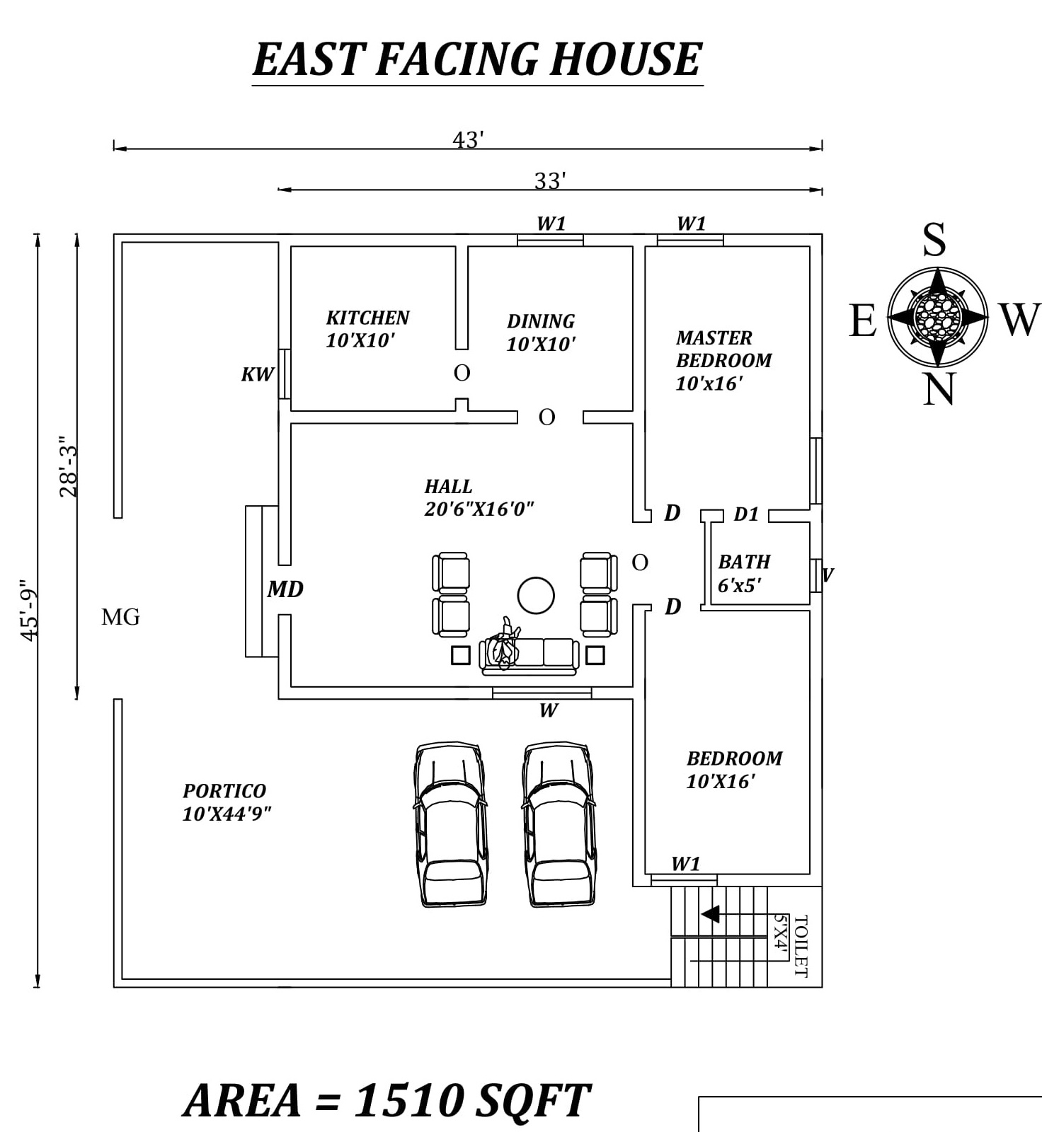 43 X45 9 Splendid 2bhk East Facing House Plan Layout As Per Vastu