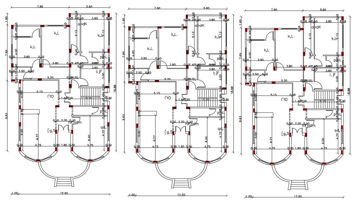 44 X 62 Modern  3 BHK House  Plan  AutoCAD  File  Cadbull