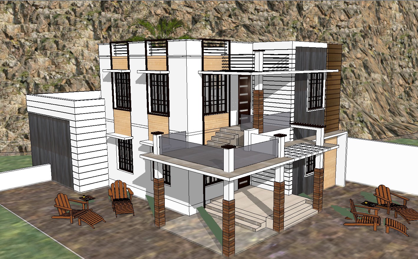 house-sketch-sketchup-modern-house-plan