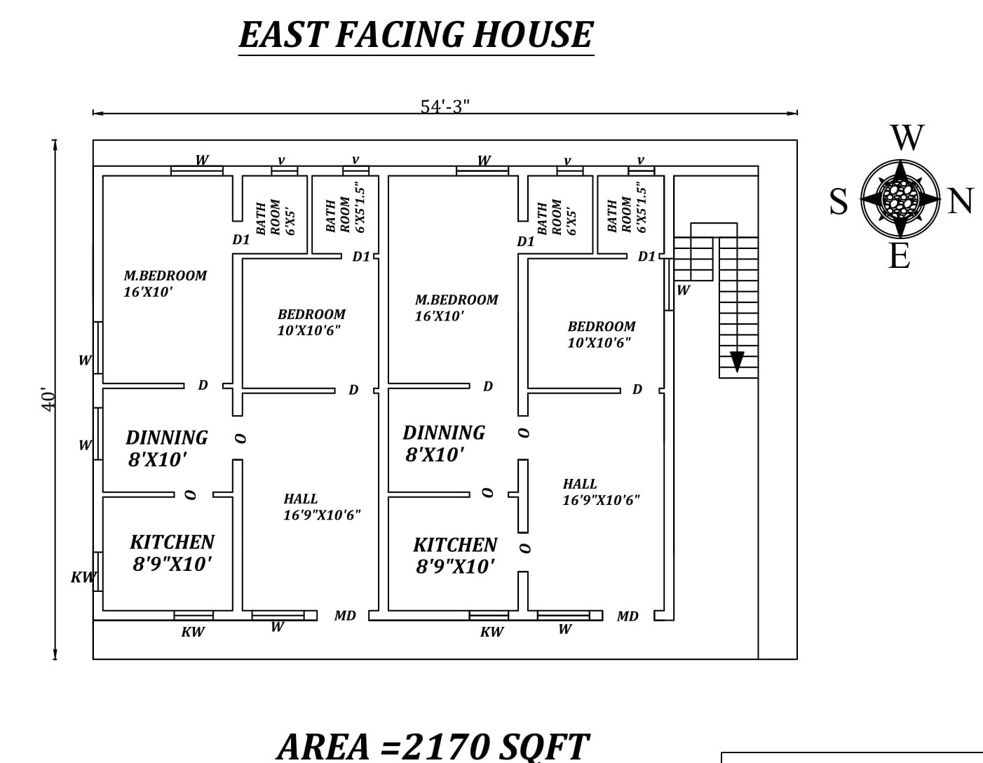 54 X40 The Perfect 2bhk Dual East facing House Plan As 