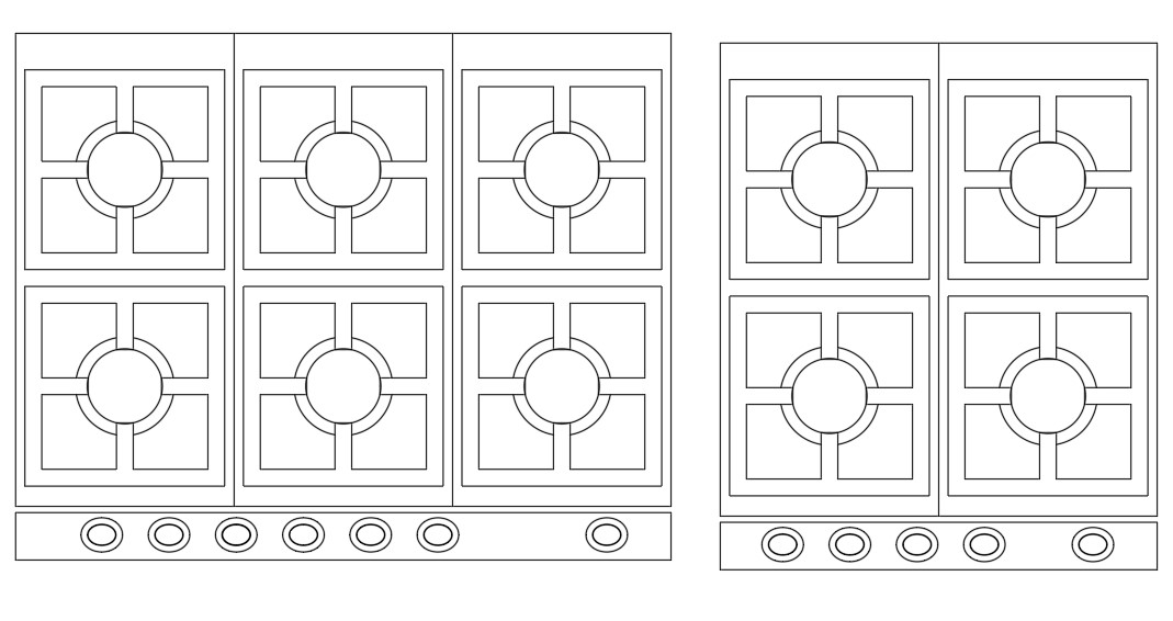 6 And 4 Burner Gas Stove Design DWG File - Cadbull