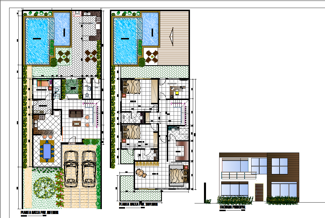 Modern house layout  plan Cadbull