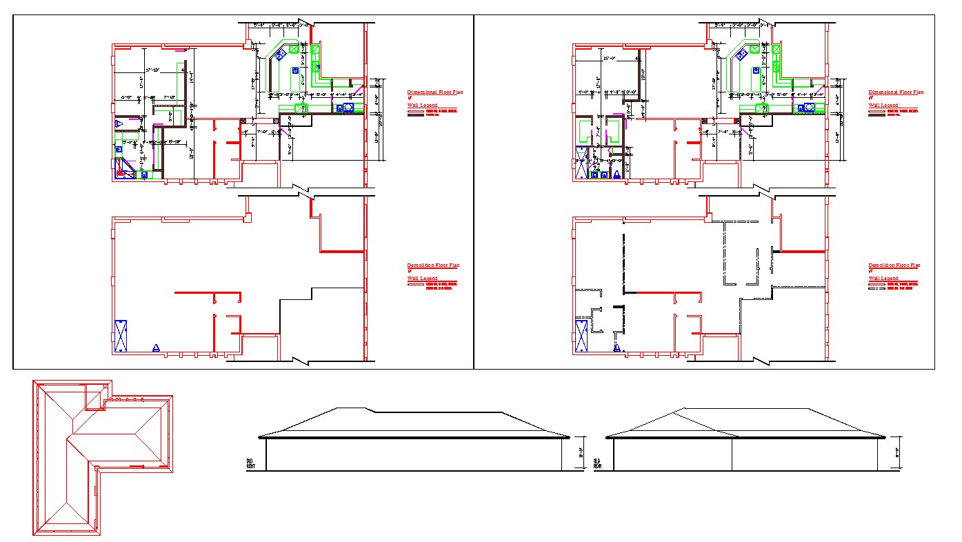 Demolition Floor Plan & Roof Design Cadbull