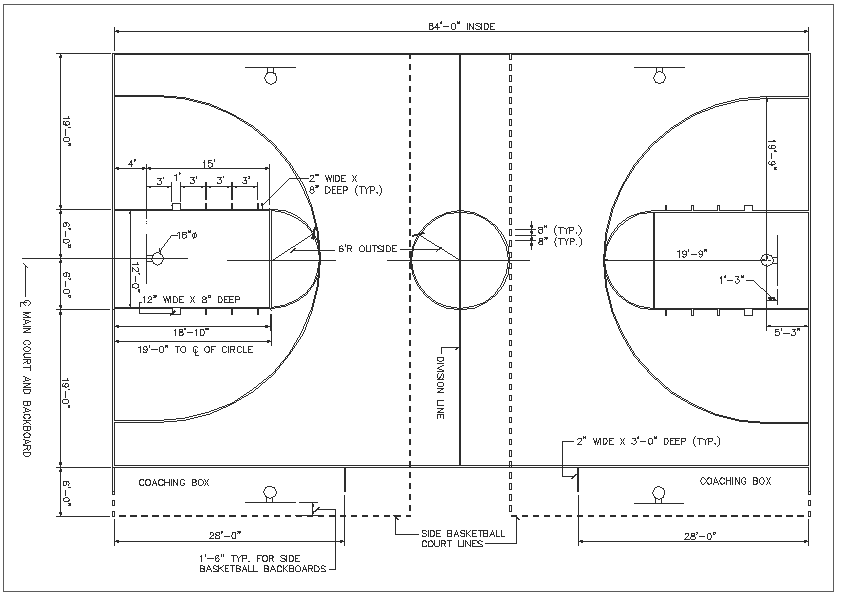 Basketball Ground Plan - Cadbull