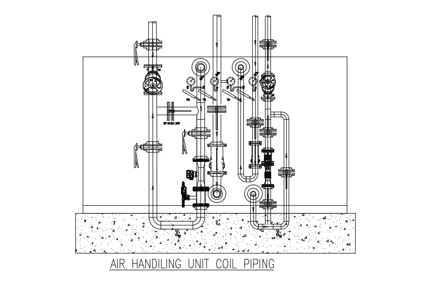 Air Handling Units (AHU) Coil Piping Design AutoCAD Drawing - Cadbull