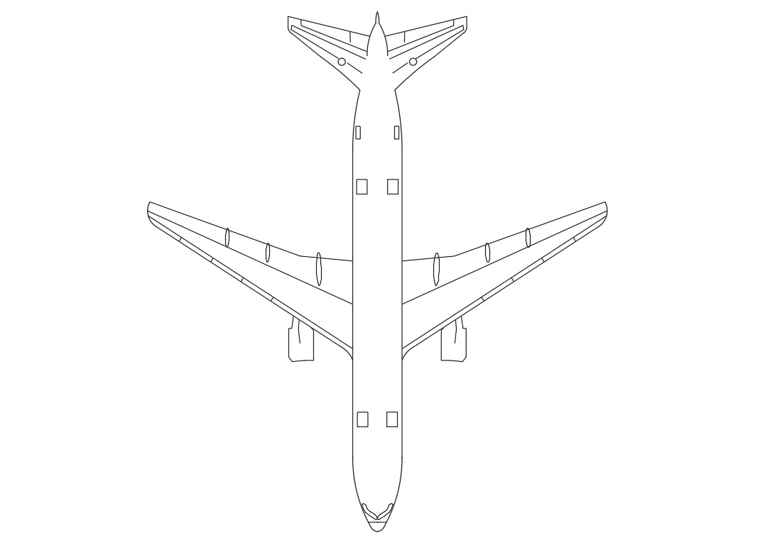 Airplane Top View Vehicle Cad Blocks Cadbull