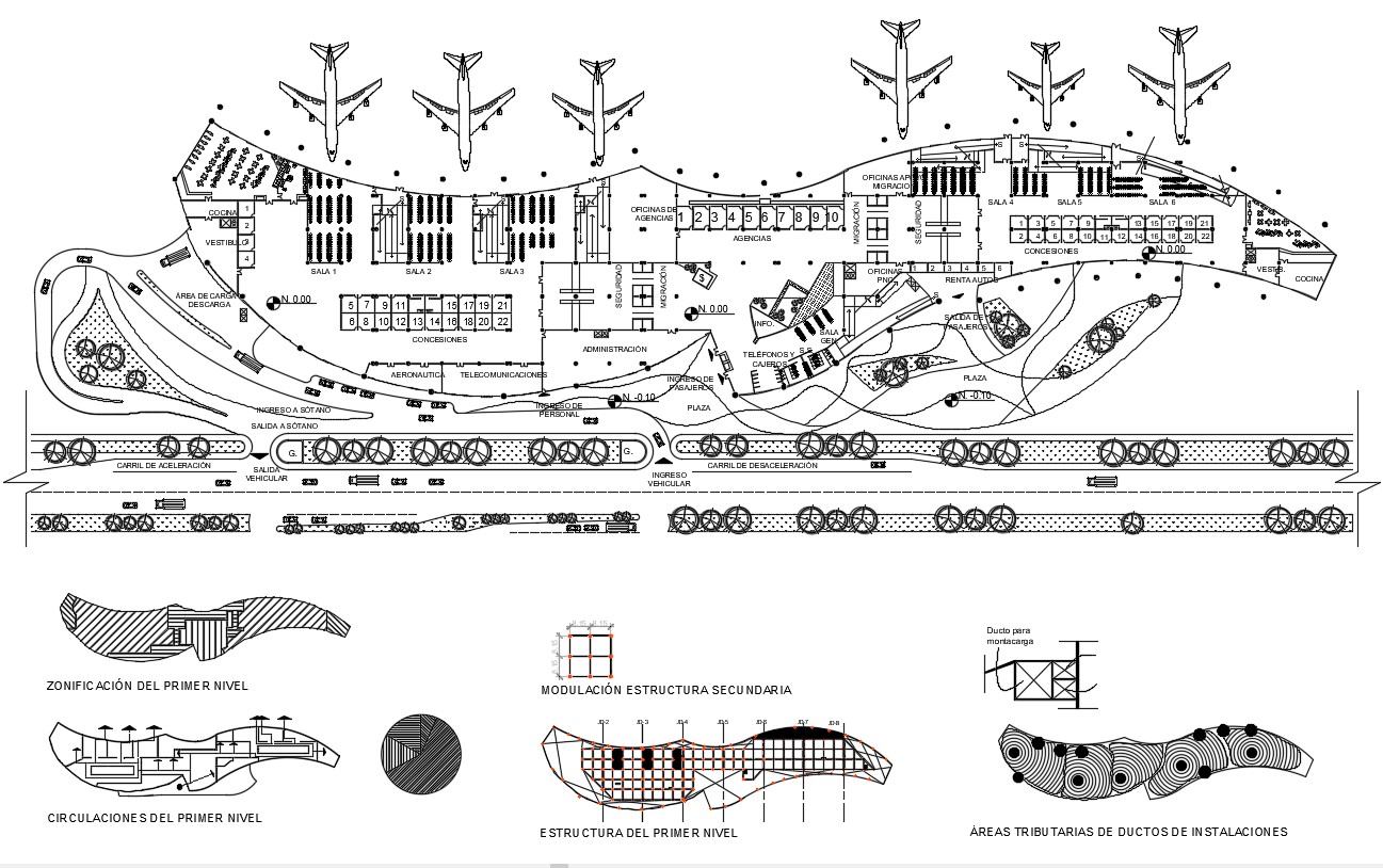 Airport Terminal Building Plan - Cadbull