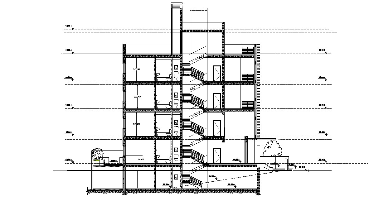 Apartment Building Cross Section Drawing DWG Cadbull Unique Home 