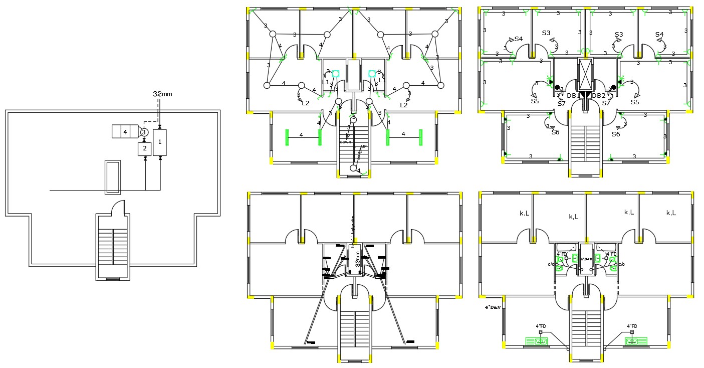 Apartment Building Plumbing And Electrical Layout Plan CAD File - Cadbull