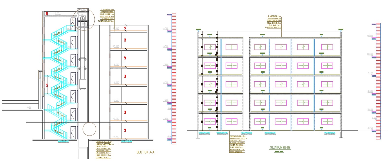 Apartment Building Section Drawing AutoCAD File - Cadbull
