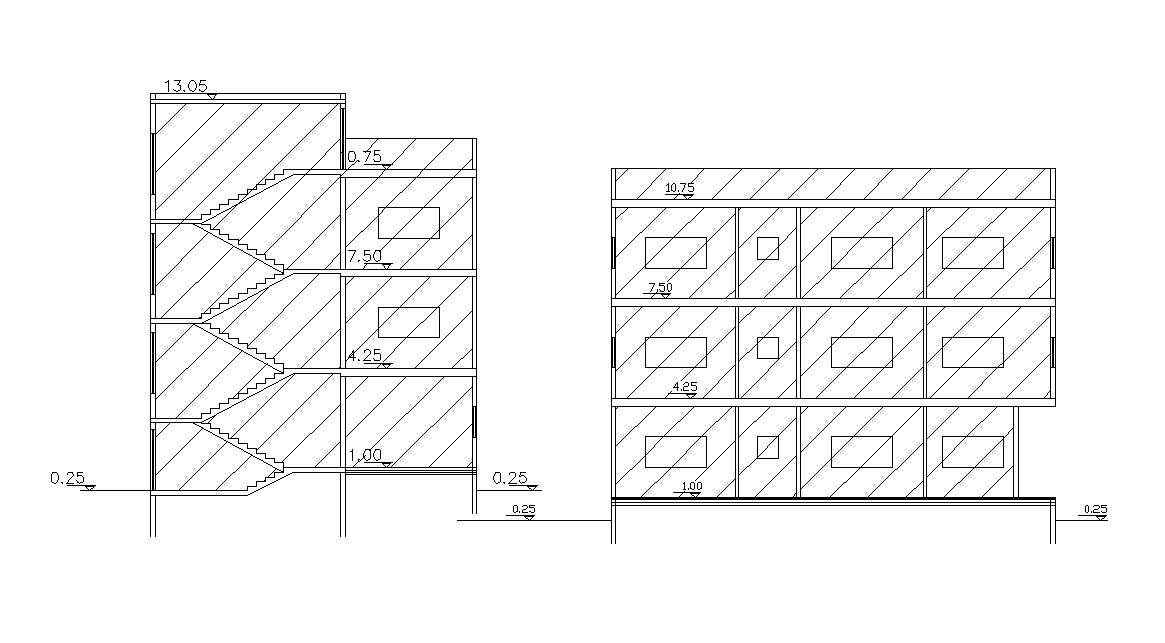 Apartment Sectional Elevation AutoCAD File - Cadbull