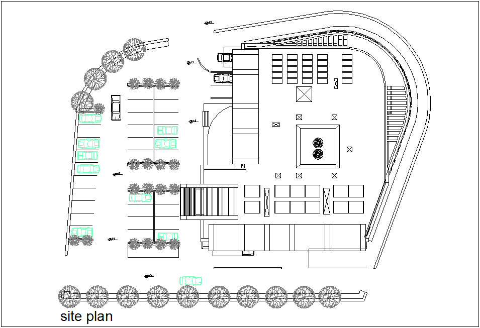 Architectural view of site plan of mixed use building dwg file - Cadbull