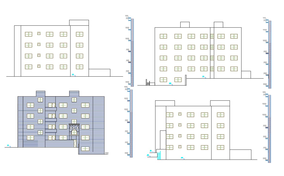 Architecture Apartment Building Elevation Design CAD File - Cadbull