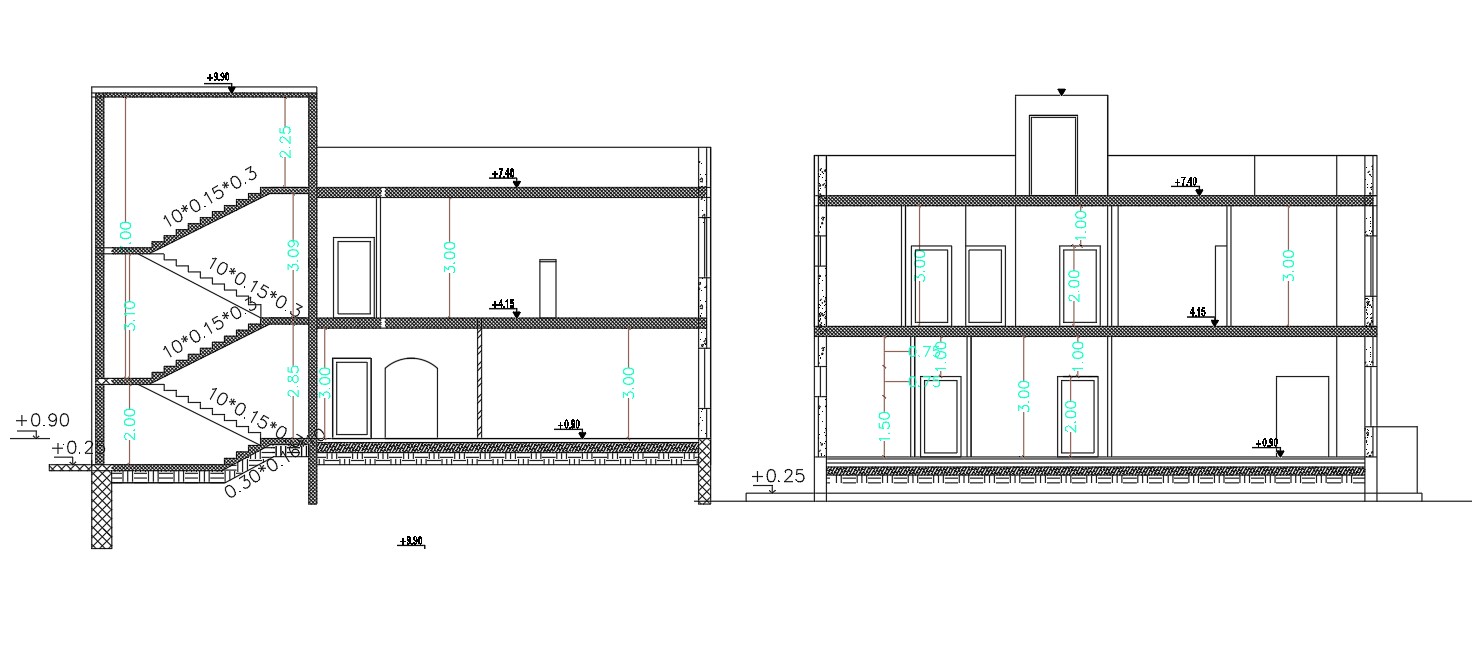 Architecture AutoCAD House Section Drawing - Cadbull