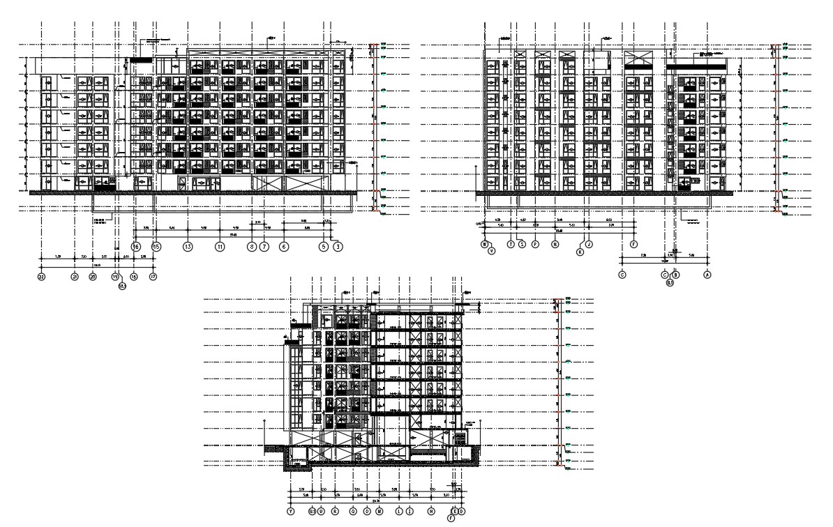 Architecture Hotel Building Section Drawing DWG File - Cadbull