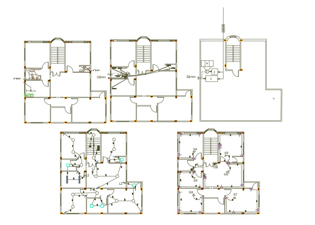 Architecture House Plumbing And Electrical Layout Plan - Cadbull