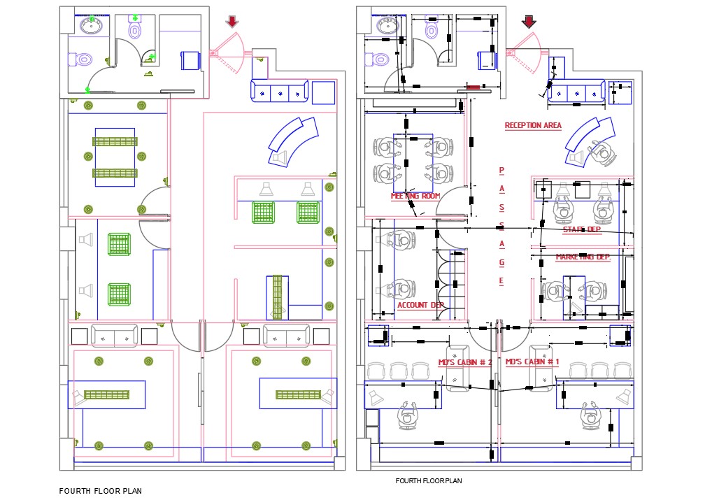 Architecture Interior Office Plan Design AutoCAD File