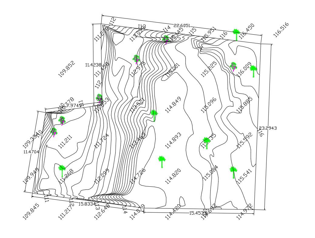 Area Contour Survey Plan Design Layout Drawing Download Cadbull