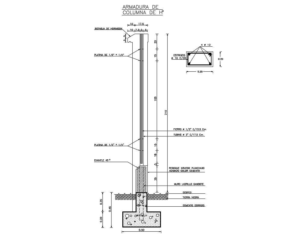 Armor concrete column construction cad structure details dwg file - Cadbull