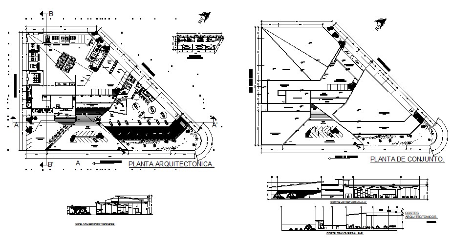 Auto Agency Office Building Elevation Section And Floor Plan