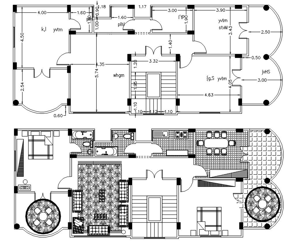 AutoCAD 2 BHK House Plan With Dimensions - Cadbull