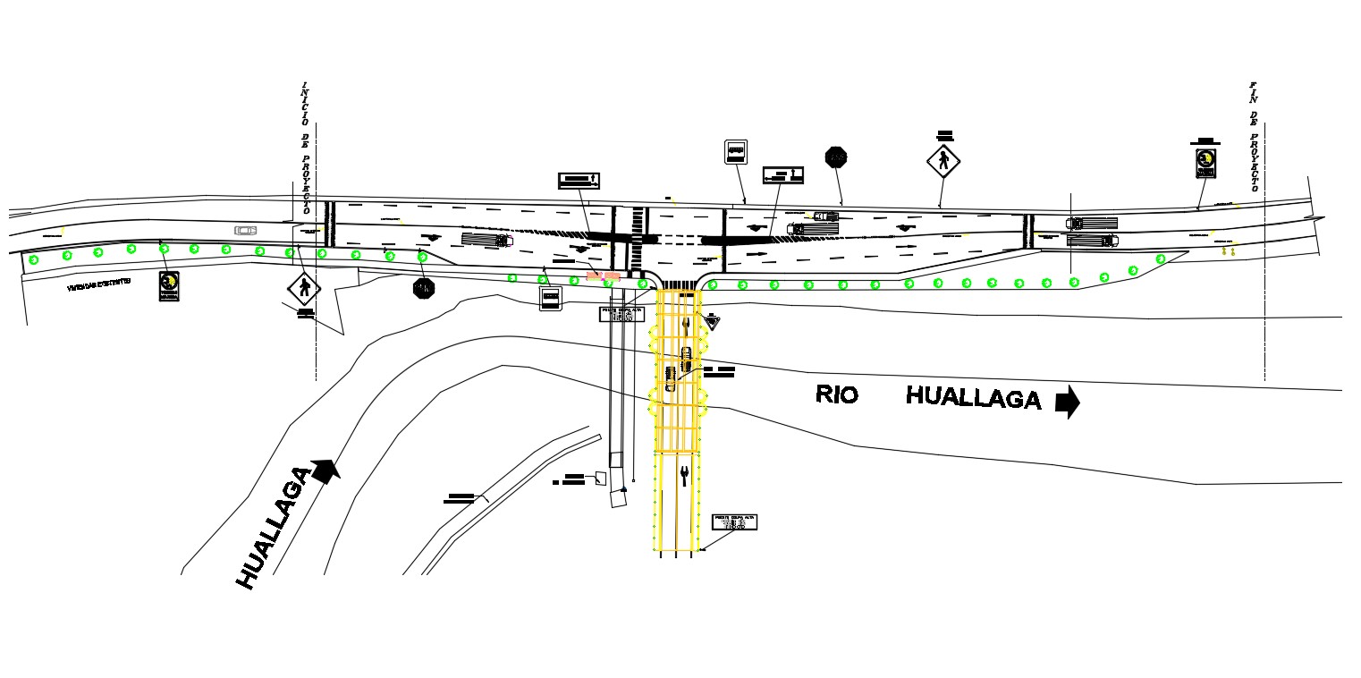 AutoCAD 2D Drawing Of Main Highway Road In Plan DWG File Cadbull