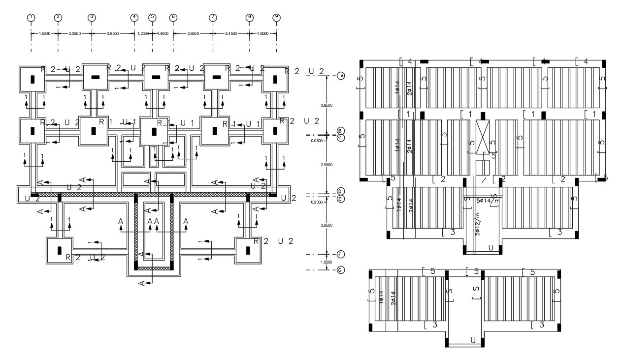 AutoCAD Drawing Column Foundation Design With Beam Reinforcement ...