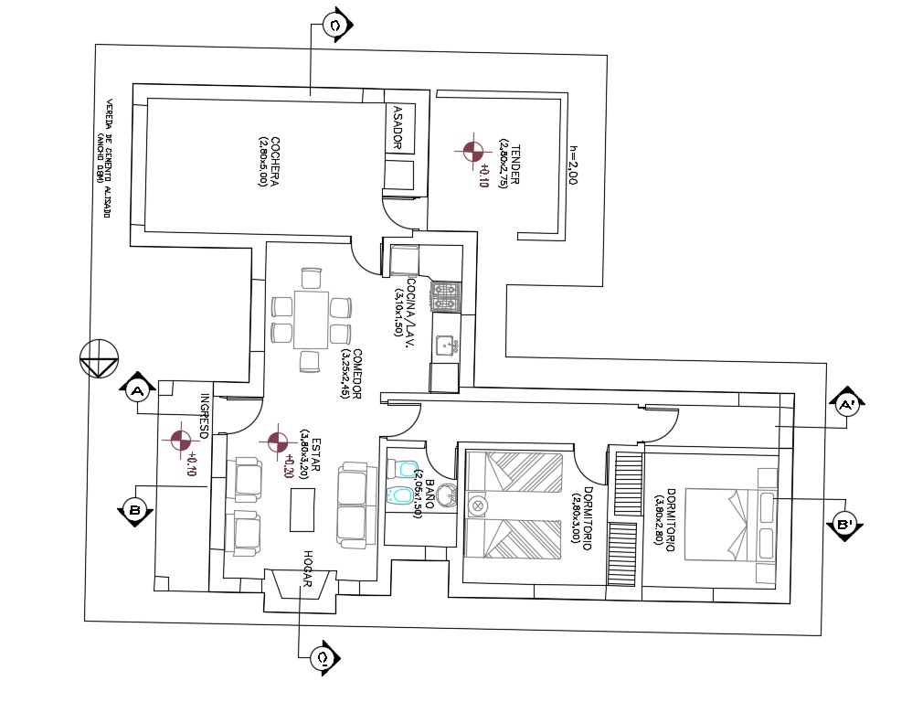  AutoCAD  Drawing Of Bungalow  Floor  Plan  With Furniture 