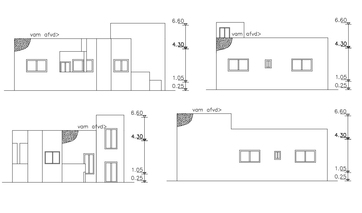 AutoCAD House Elevation Design Download Free Drawing - Cadbull