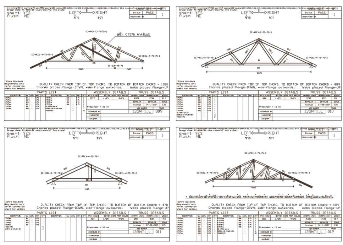 Autocad Dwg File Showing The Details Of Four Various Types Of Roof Truss Section Plan Download