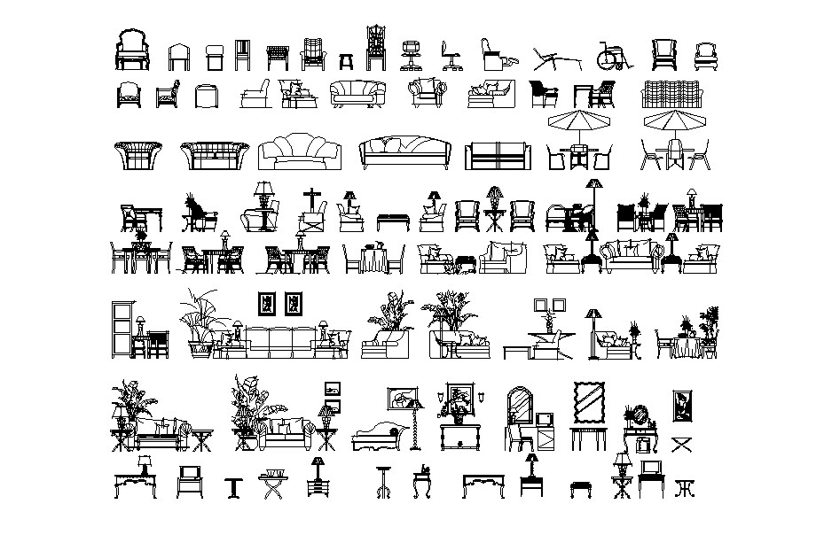 Autocad Block Of Multiple Furnitures Cadbull