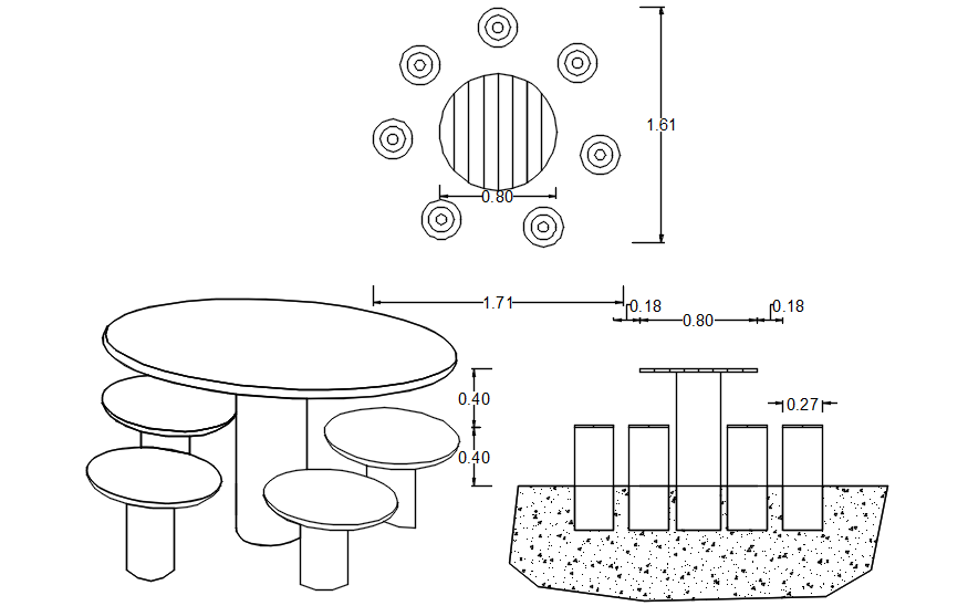 Autocad drawing of picnic tables - Cadbull