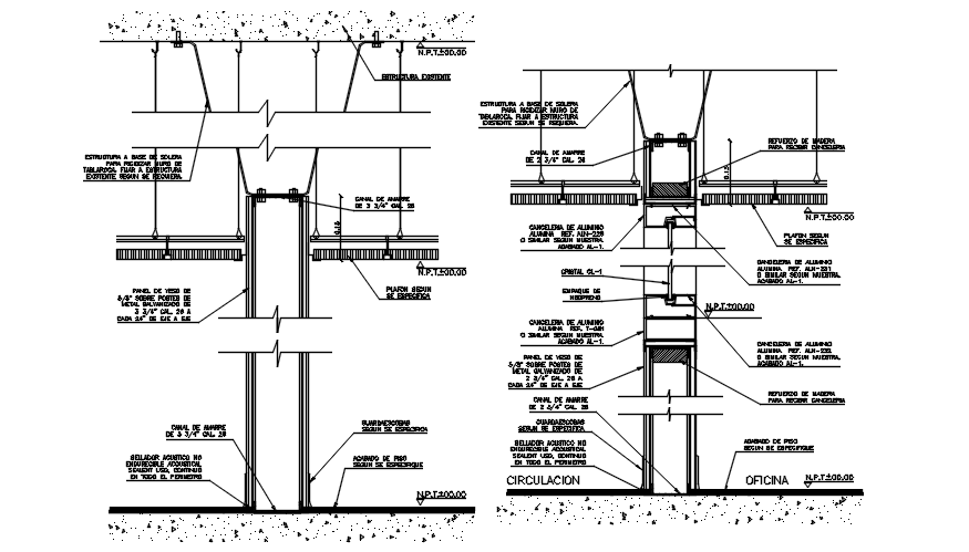 Autocad drawing of wall partition detail Cadbull