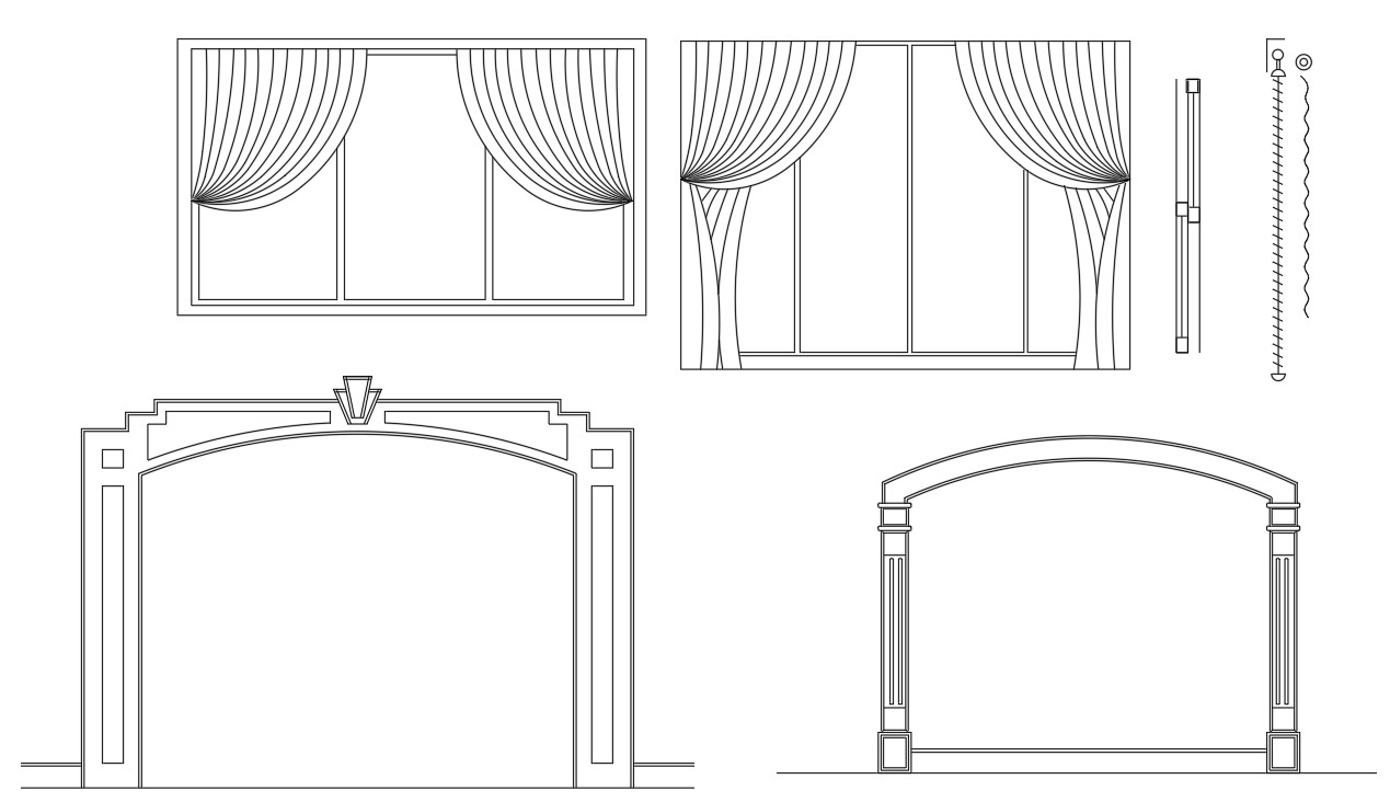 Autocad DWG 2D drawing having the details of different styles of window ...