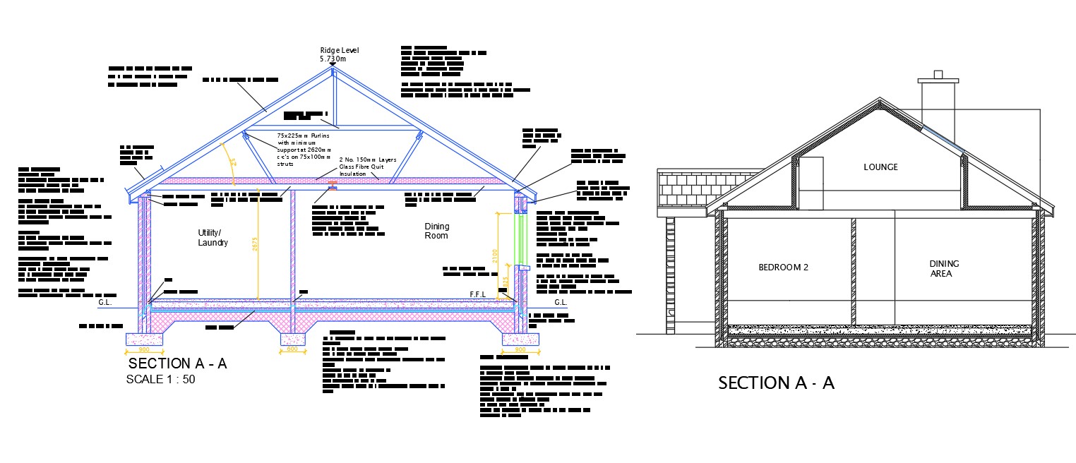 Autocad drawing file shows the detailed plan of the G+1 2bhk tiny house ...