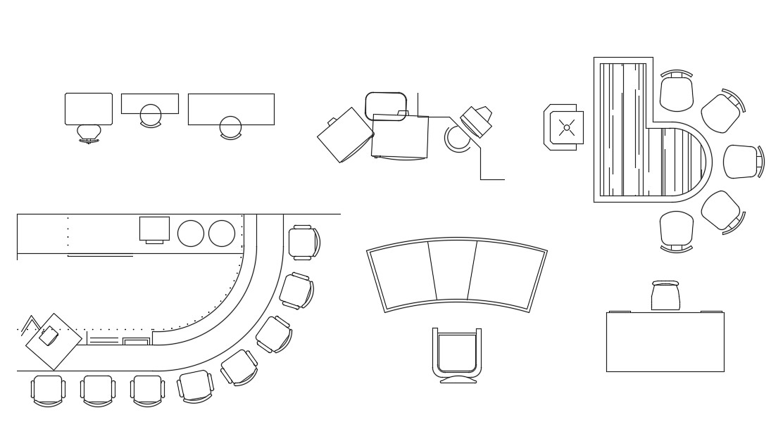 Autocad drawing shows various styles of the conference table block ...