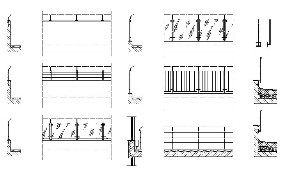 Balcony railing sectional detail dwg file, Cadbull