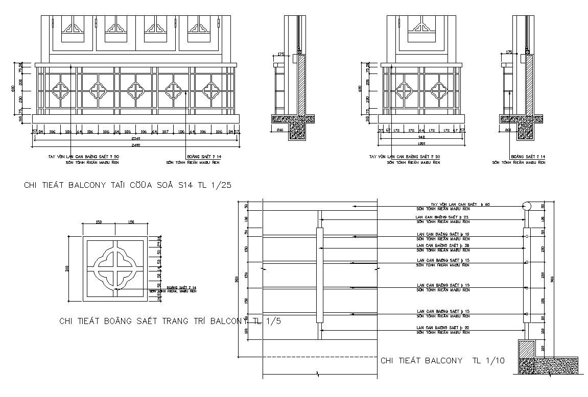Balcony Railing Design Cad Blocks