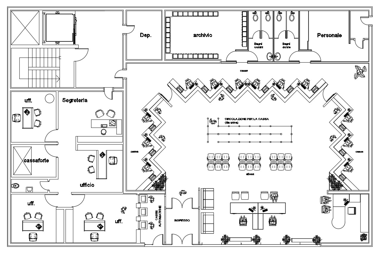 Bank Floor Plan Design - Cadbull