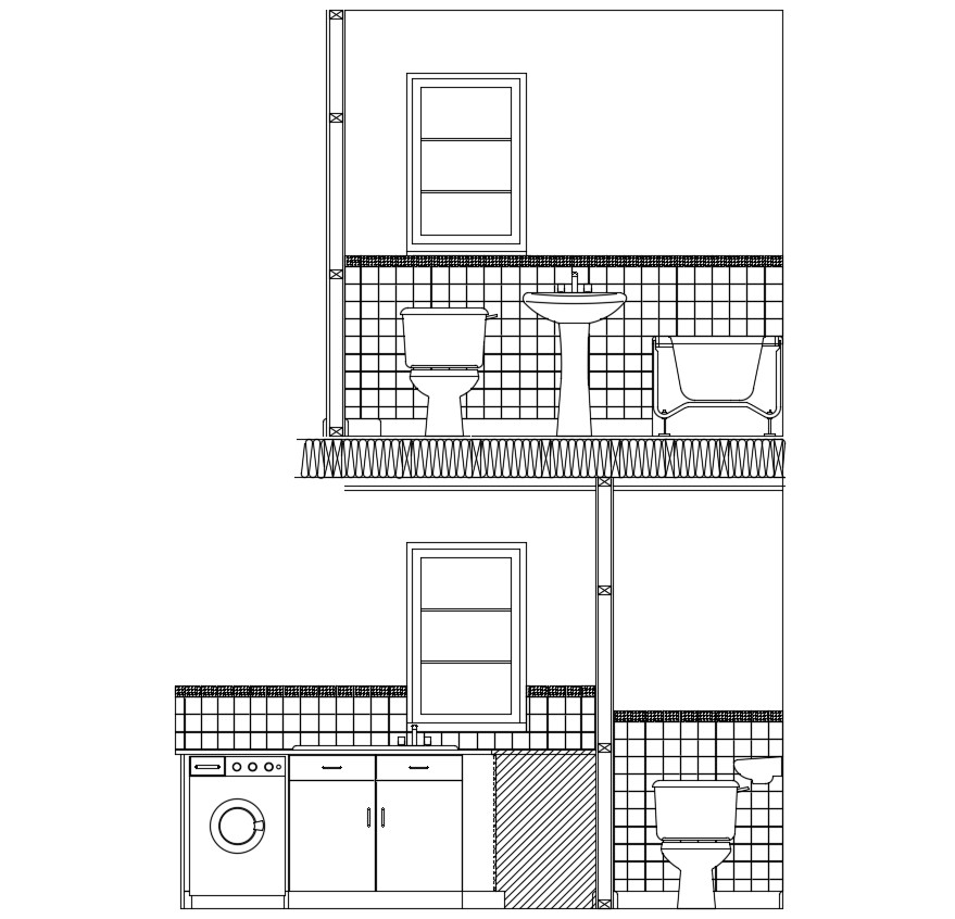 Bathroom Section Drawing Cad File Cadbull