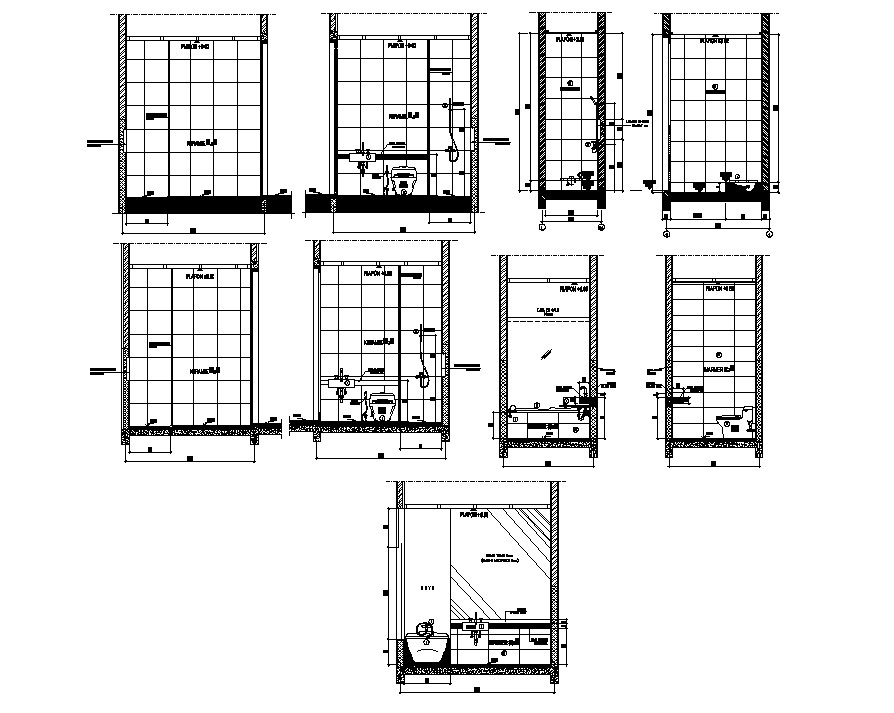 Bathroom Section Plan DWG File - Cadbull