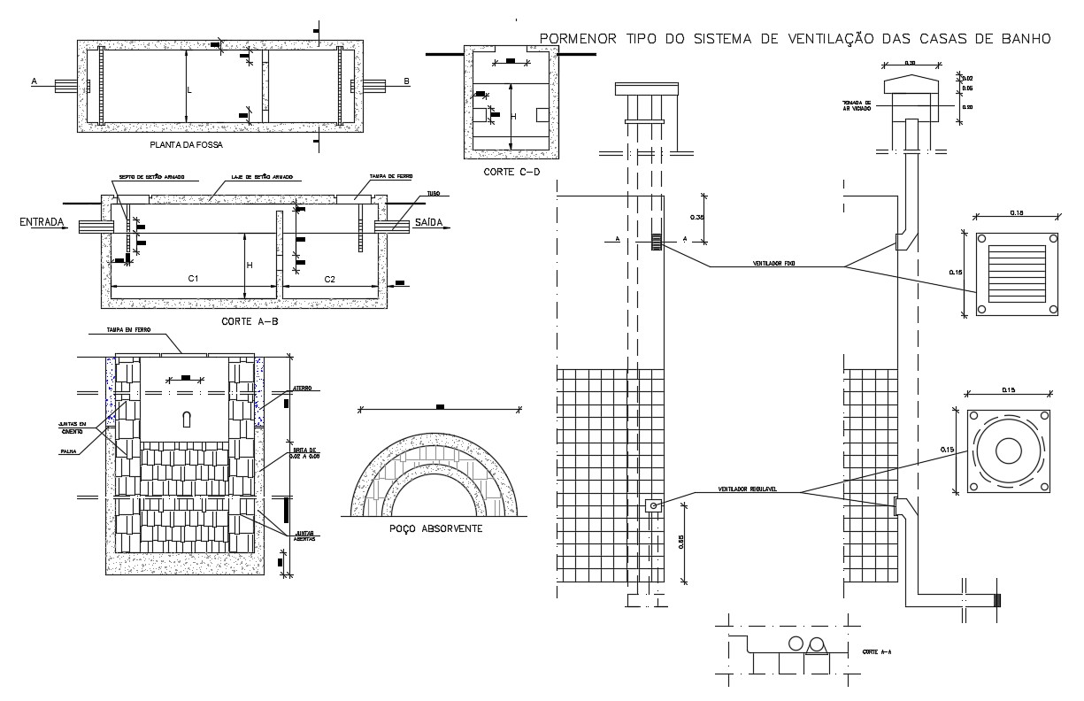 Bathroom Ventilation System Installation CAD Drawing - Cadbull