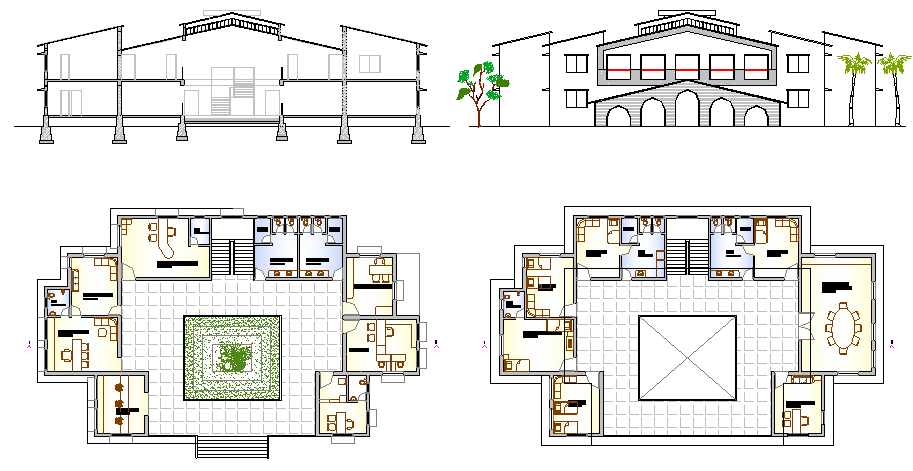 Beach Resort Elevation Plan and Design dwg file Cadbull