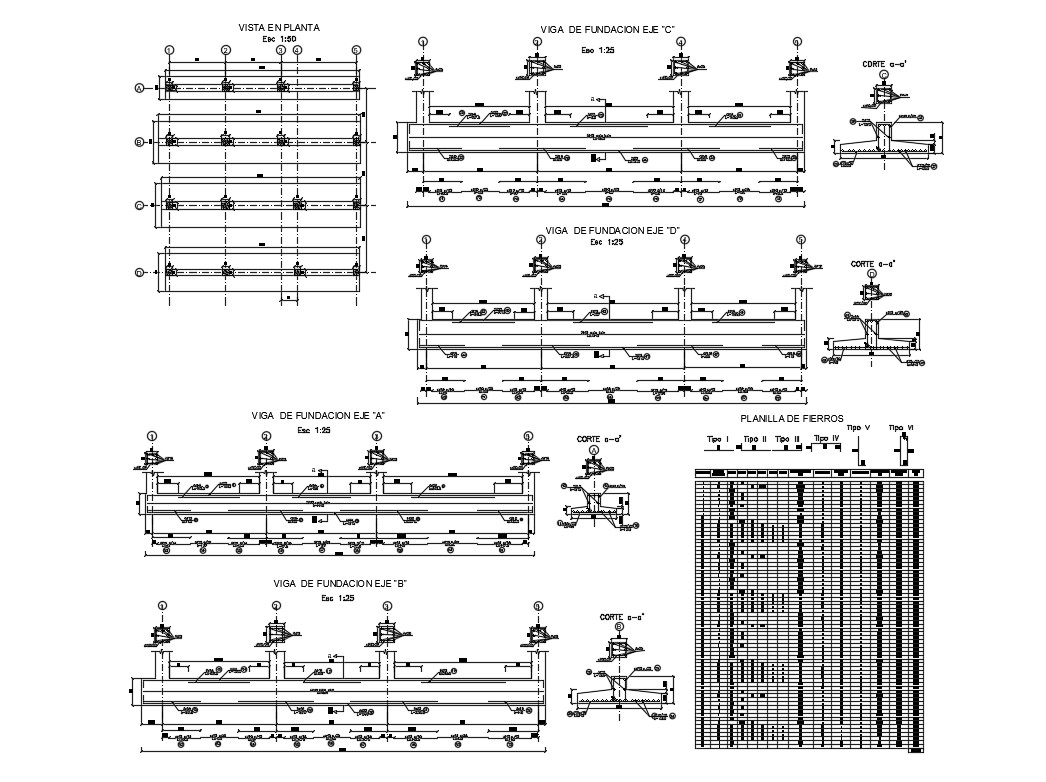 Beam Schedule And Foundation Structure Details Dwg File Cadbull