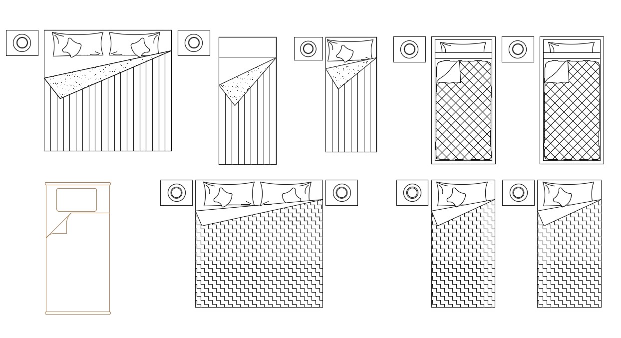 Beautiful Different types of 2d Bed design Autocad furniture drawing ...