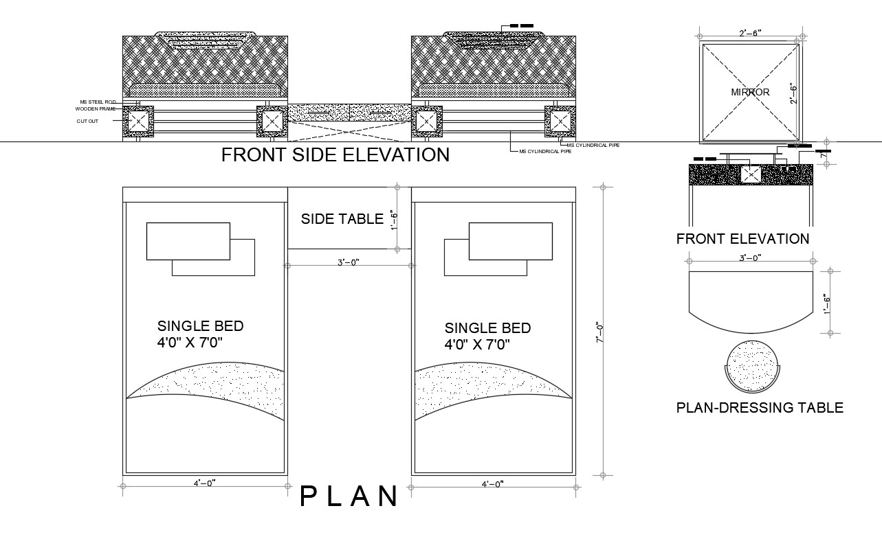 Bedroom Furniture Elevation And Plan Cad Drawing Details Dwg