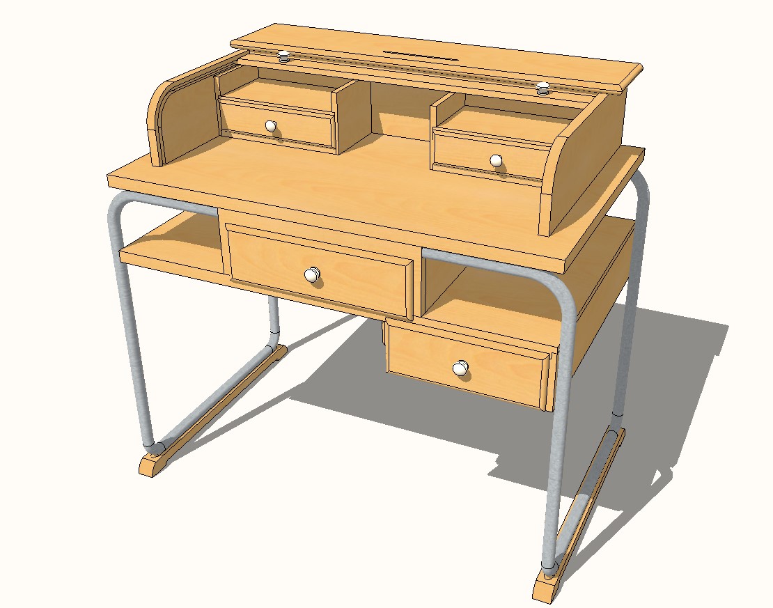 Belgium Children S Study Desk Elevation 3d Drawing Details Skp