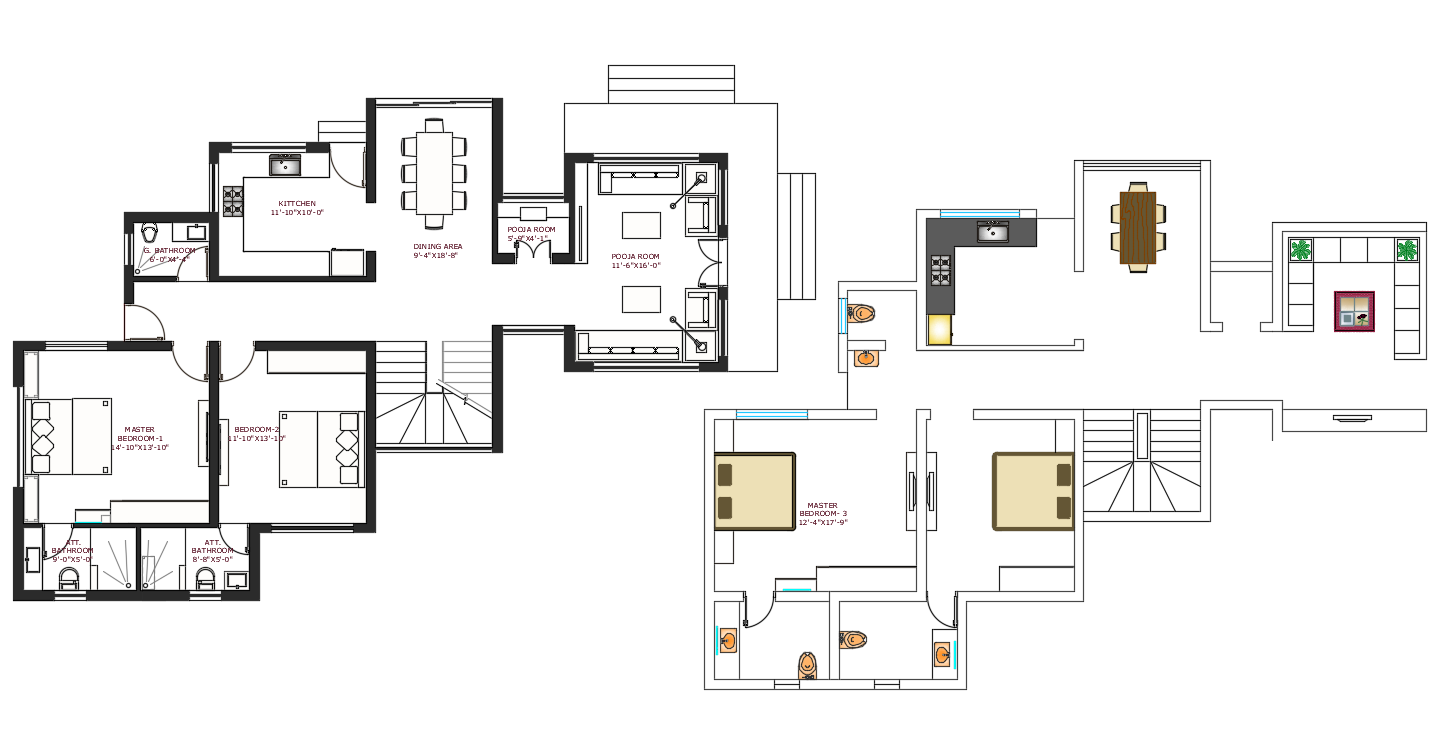 Best 2d Cad Drawing Of Modern Bungalow Layout With Furniture